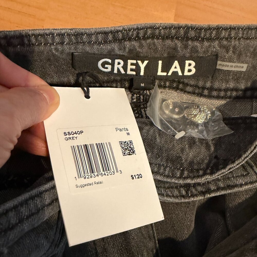 Grey Lab Waist Barrel Leg Denim High Waisted Straight Pants MEDIUM in Gray - Picture 9 of 12